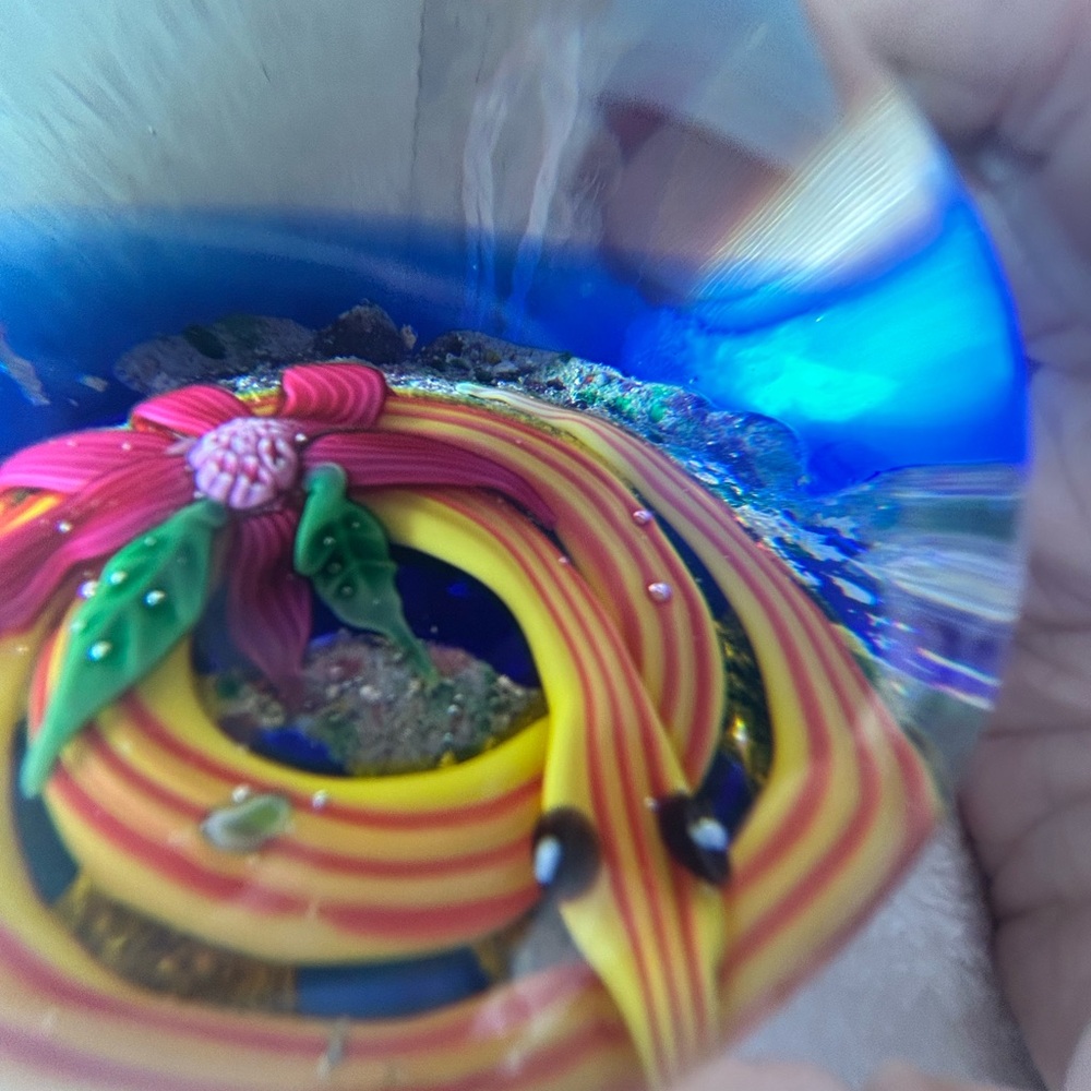 RARE Baccarat Multicolor SNAKE and FLOWERS collectible paperweight.